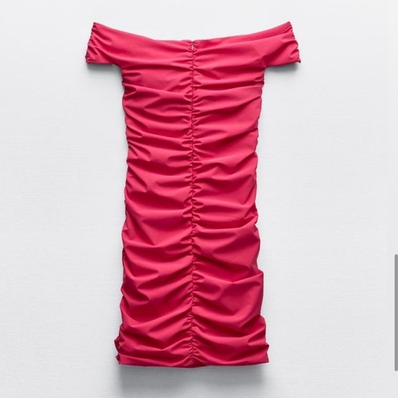 New ZARA Textured Flower Draped Dress - Picture 6 of 8